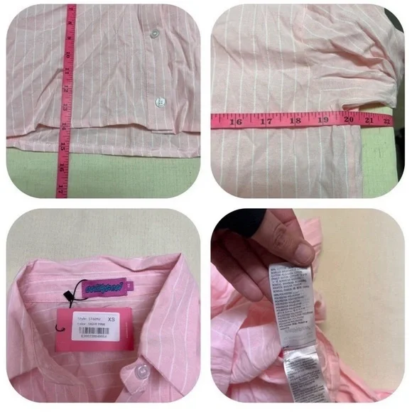 NWT Edikted XS pinstriped cropped button down & shorts set - Picture 5 of 15